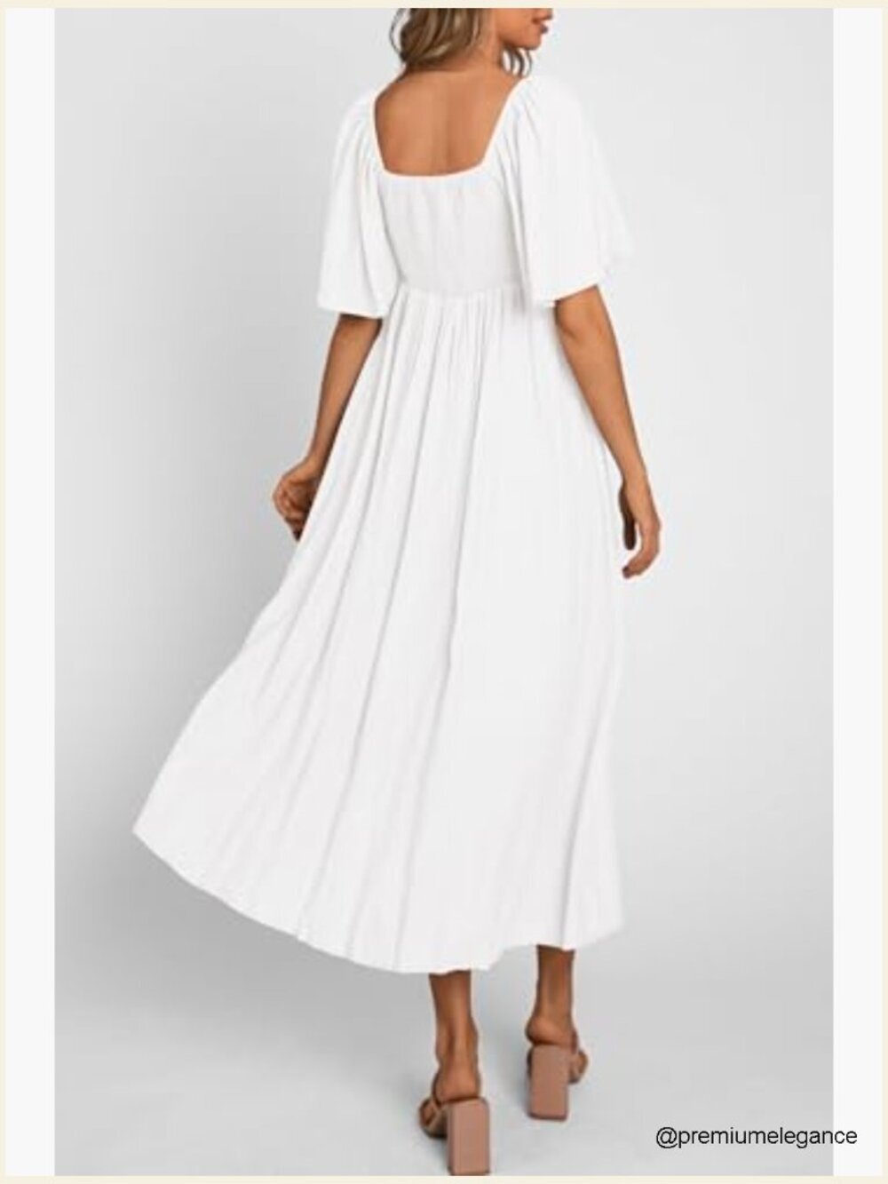 Bow Tie V Neck Ruffle Midi Flowy Dress - Picture 2 of 7